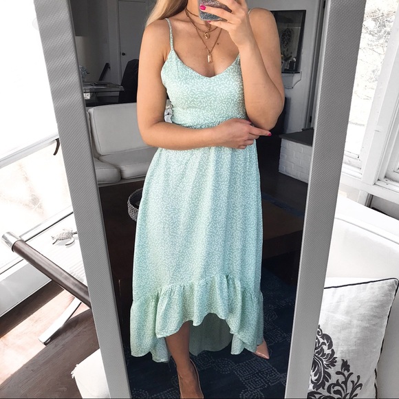 🌿 TALL KIWI & PUNCH MINT LEAF HIGH-LOW MAXI DRESS - Picture 12 of 13